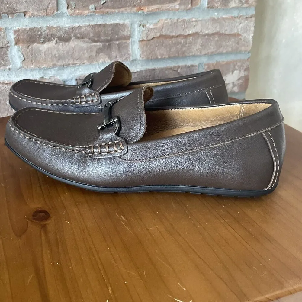 Vionic Loafer Moccasin Shoes Men's Size 7 Brown Mason Silver Buckle Comfort